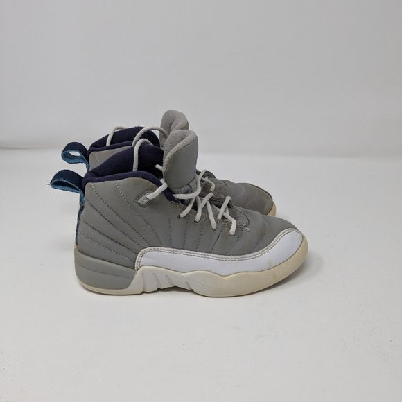Nike Air Jordan 12 Retro Sneaker Youth 12C Gray Univ Blue Mid Top 151186 007 - Picture 6 of 11